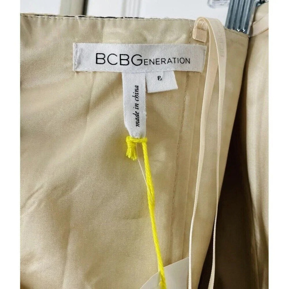 BCBGeneration Dress 8 Ribbed Gauze Chiffon Tiered Strapless Texture Peplum Party - Picture 5 of 12